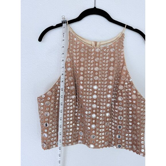 NWT Sani Tara Gold Mirror Embellished Halter Style Cropped Top Size XL *TOP ONLY - Picture 11 of 13